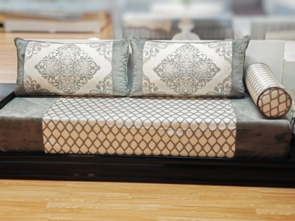 Tissu de brocart luxueux - Gris raffiné pour salon marocain – Image 7