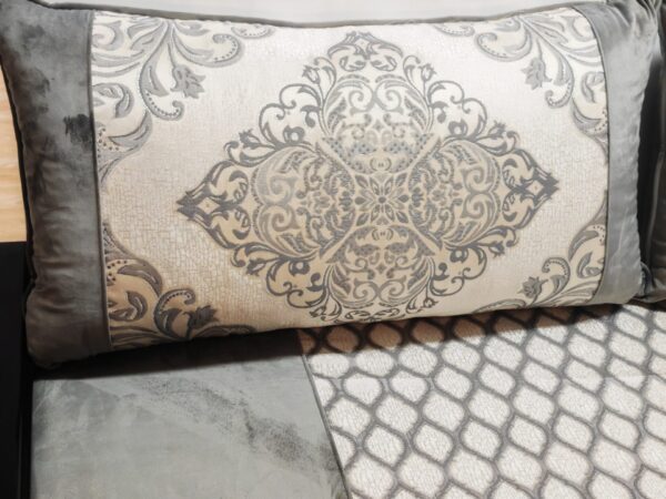 Tissu de brocart luxueux - Gris raffiné pour salon marocain – Image 5
