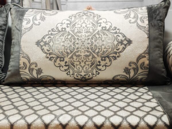 Tissu de brocart luxueux - Gris raffiné pour salon marocain – Image 3