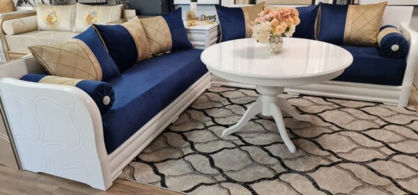 Tissu Velours Bleu et Doré - Élégance Classique et Luxe – Image 2
