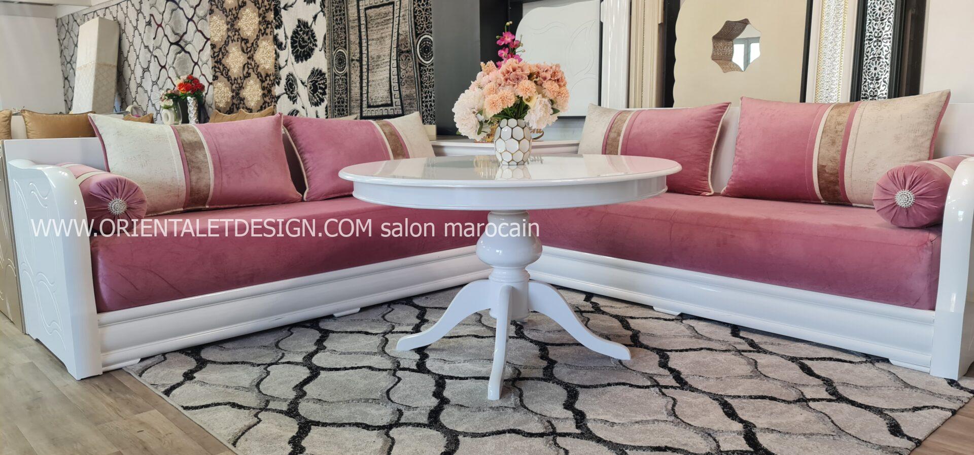 Tissu salon marocain Rose Velouté - Élégance Douce et Moderne – Image 6