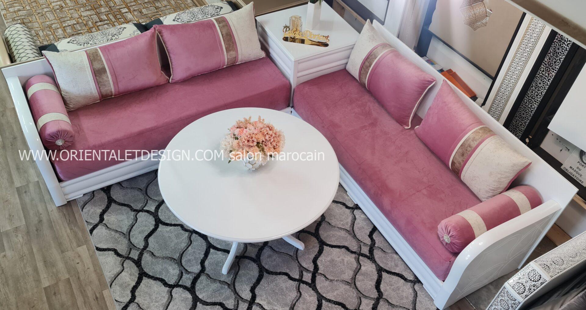 Tissu salon marocain Rose Velouté - Élégance Douce et Moderne