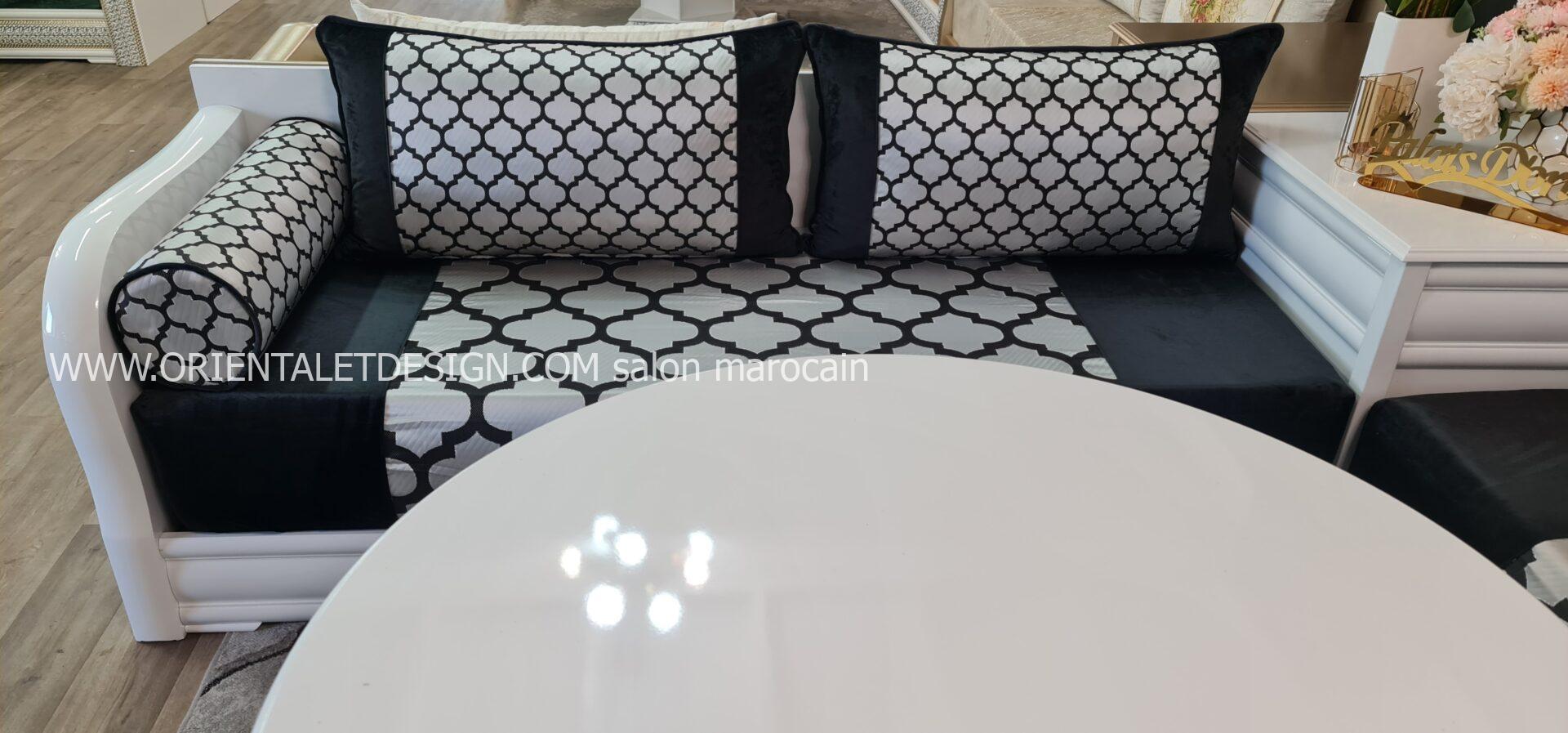 Tissu pour salon marocain Moderne Noir et gris - Design Géométrique Élégant – Image 3