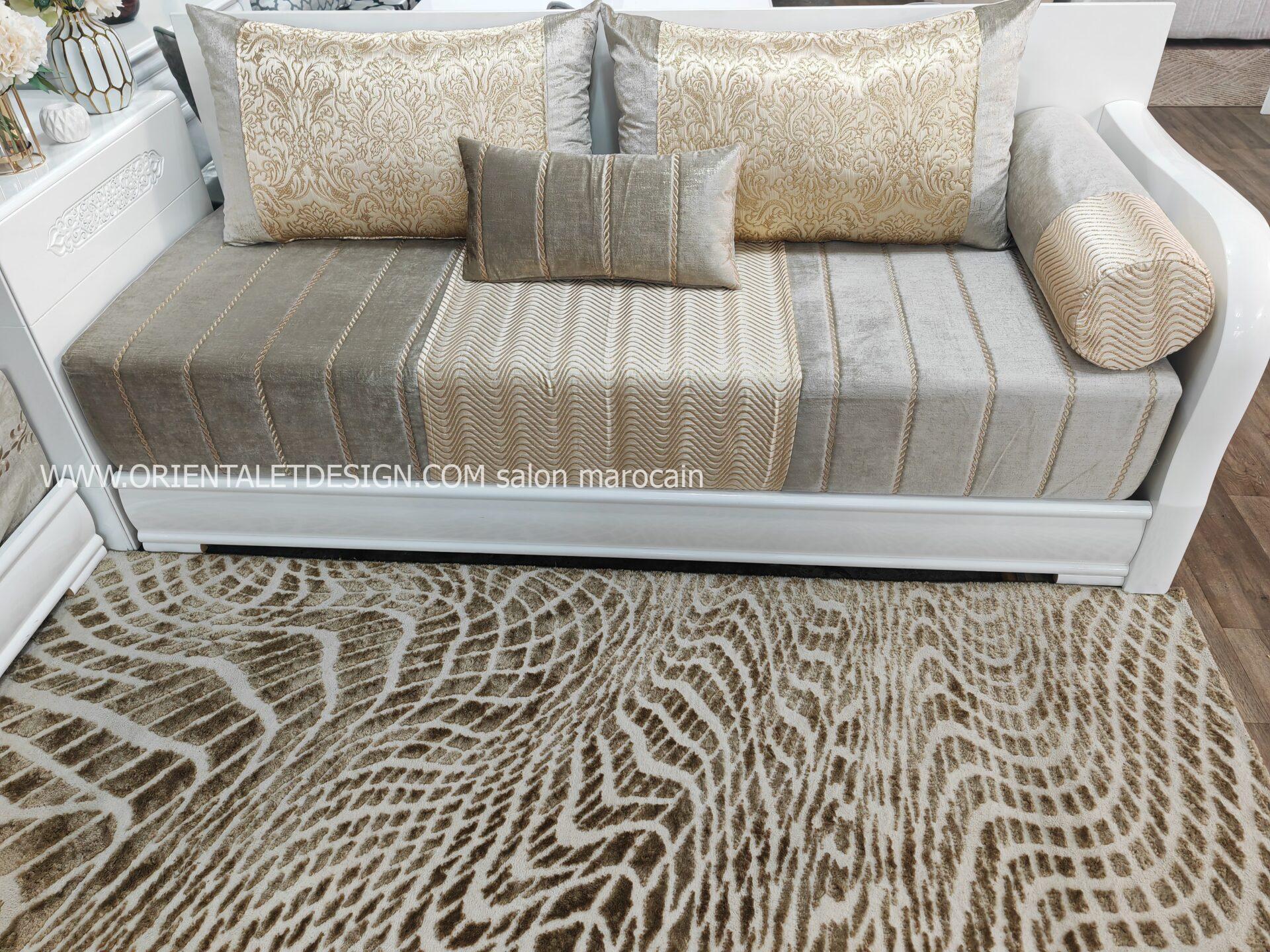 Tissu salon marocain Brocart Matelassé Doré - Élégance Royale et Raffinement – Image 4