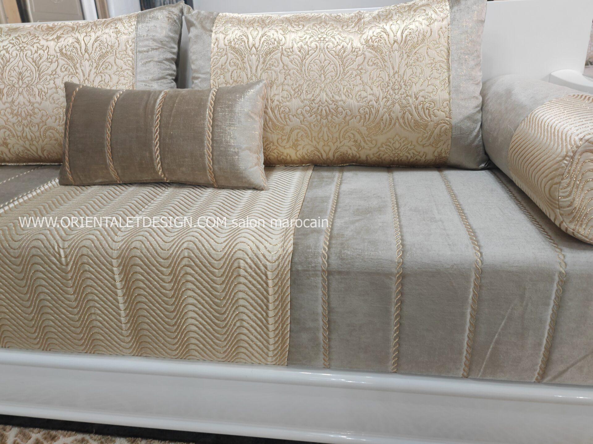 Tissu salon marocain Brocart Matelassé Doré - Élégance Royale et Raffinement – Image 6