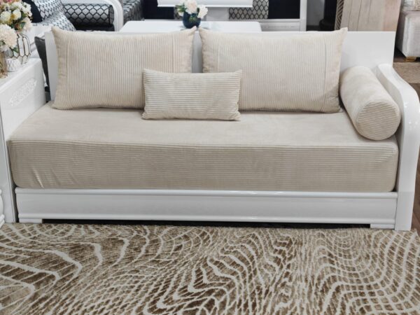 Tissu Beige Velours Côtelé - Élégance Naturelle et Confort – Image 3