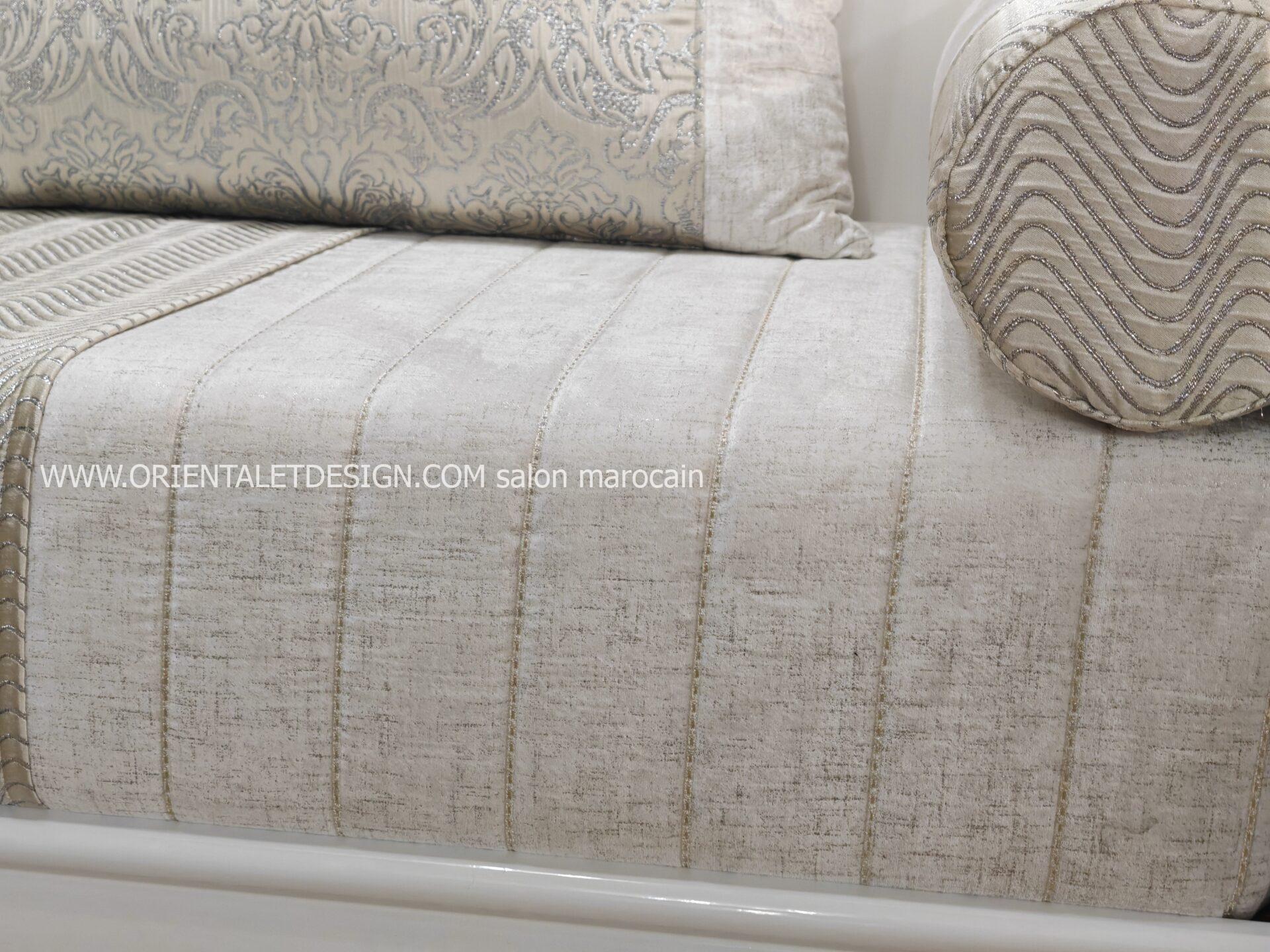 Tissu salon marocain Brocart Matelassé Argenté - Élégance Luxe et Raffinement – Image 7