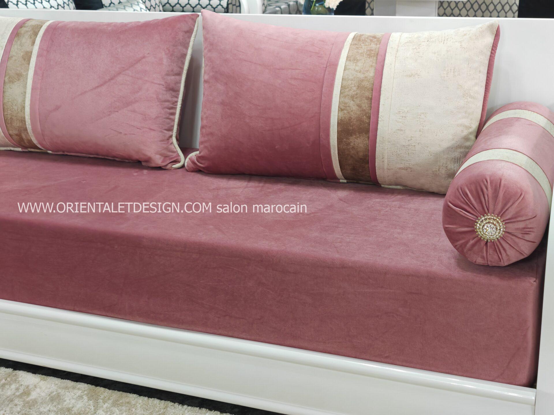 Tissu salon marocain Rose Velouté - Élégance Douce et Moderne – Image 3