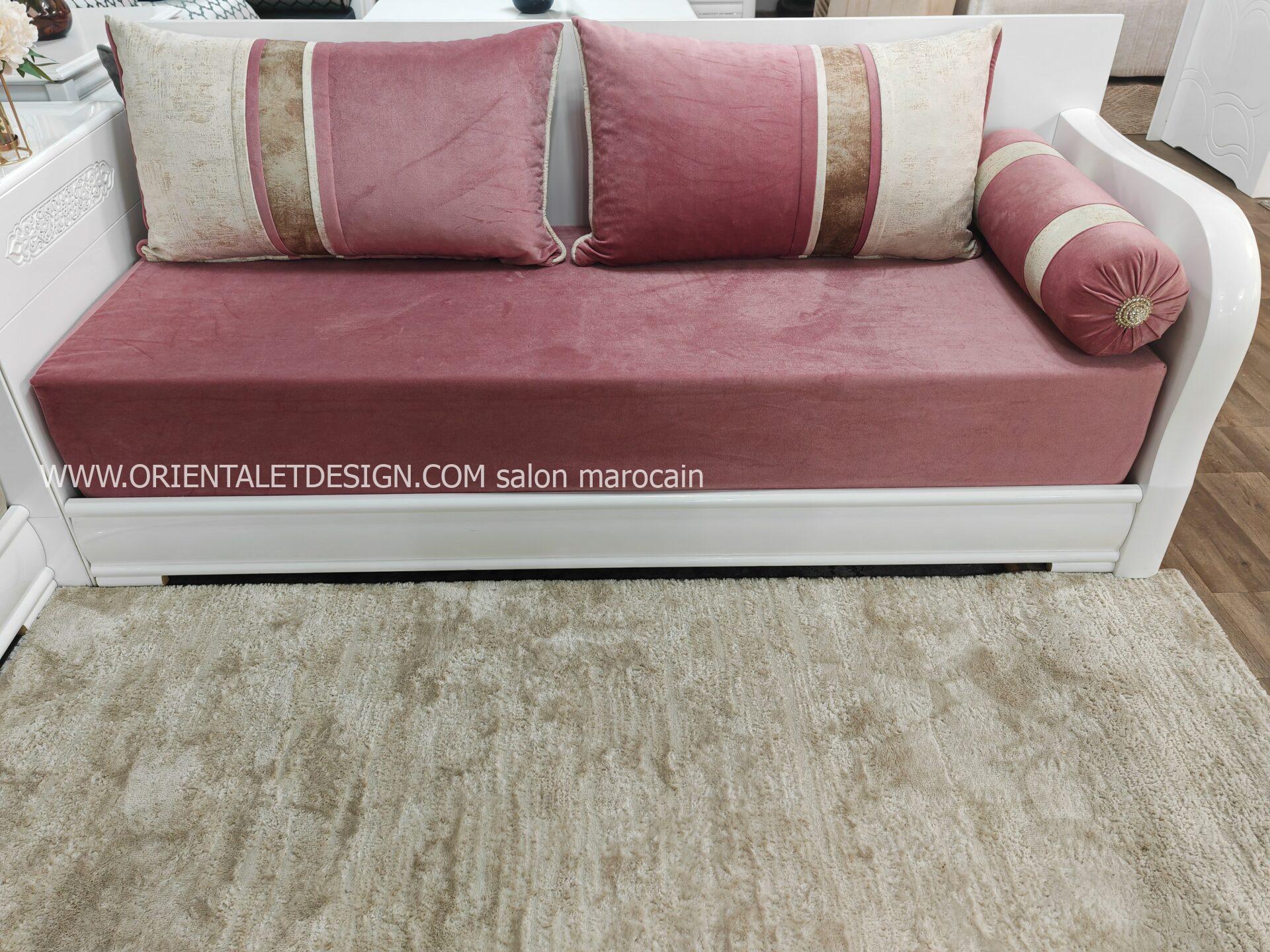 Tissu salon marocain Rose Velouté - Élégance Douce et Moderne – Image 4