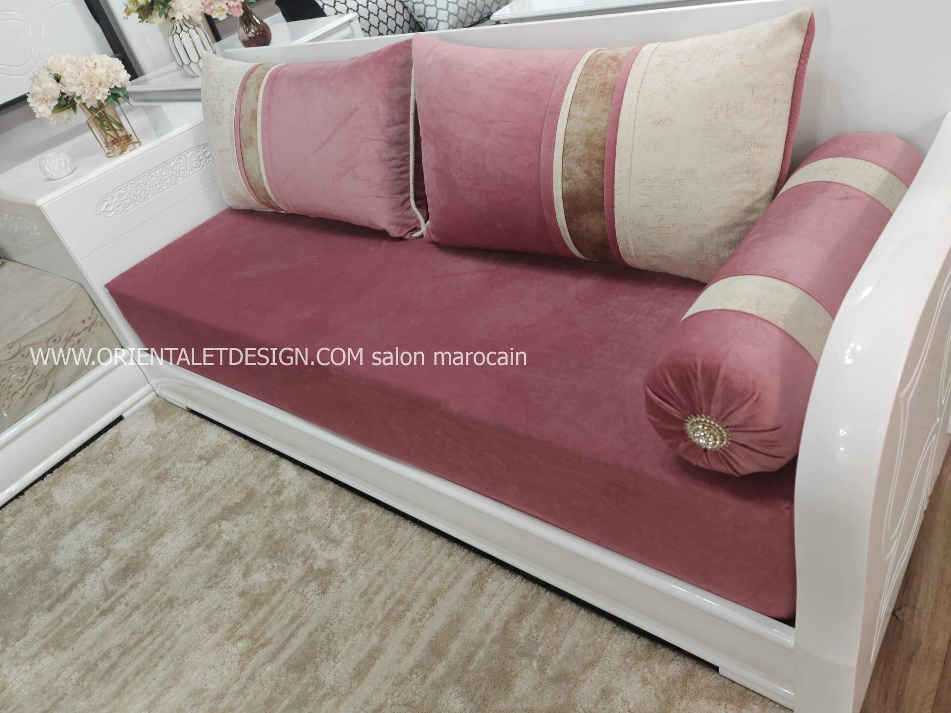 Tissu salon marocain Rose Velouté - Élégance Douce et Moderne – Image 5