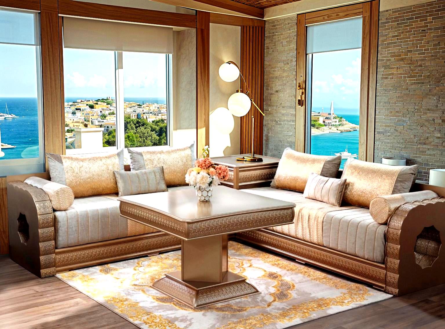 Salon marocain Apt finition dorée