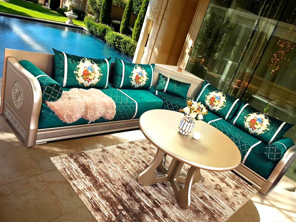 Salon marocain Nimes vert sauge