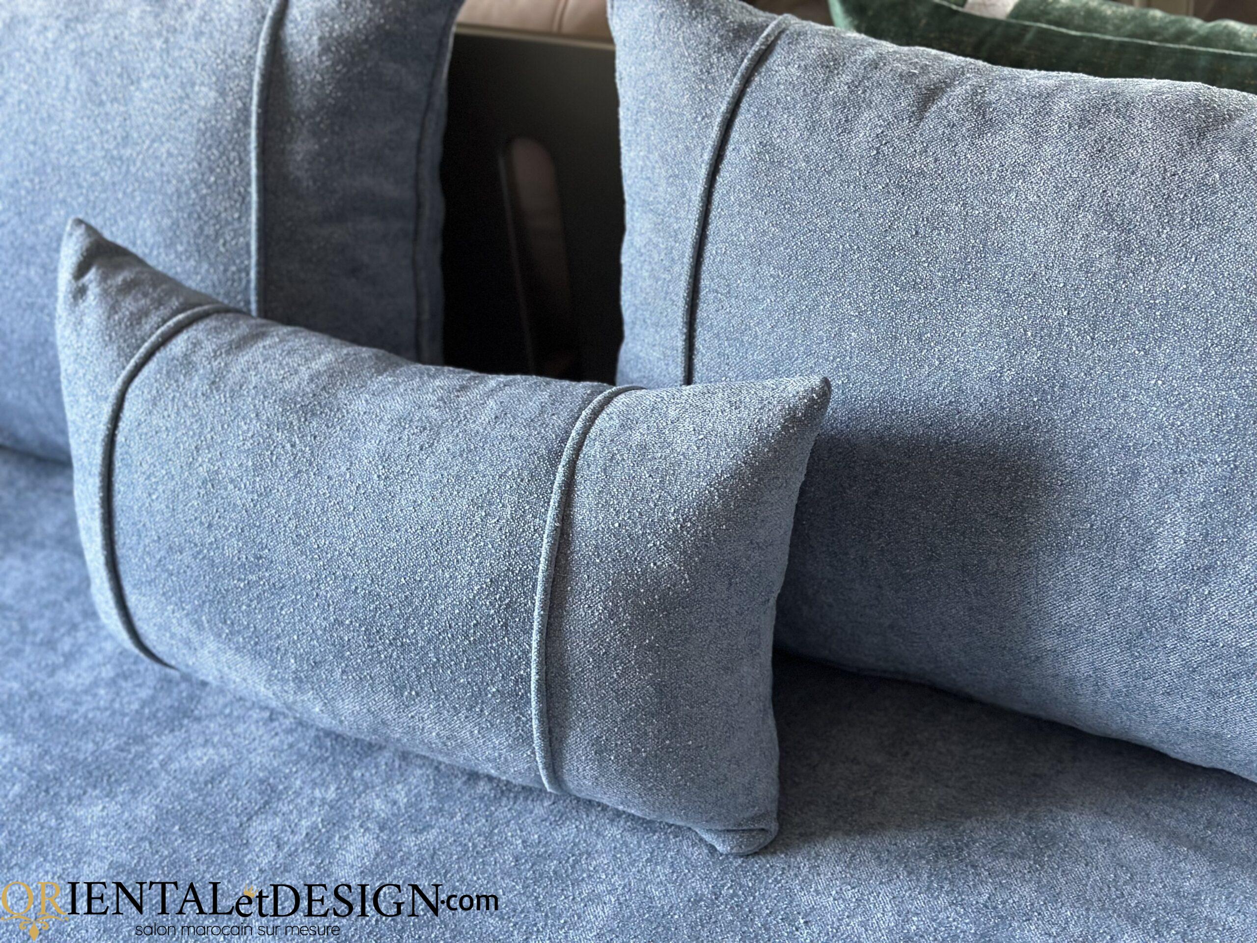 salon marocain Tissu Bocklet Léger gris bleu- 2026 – Image 7