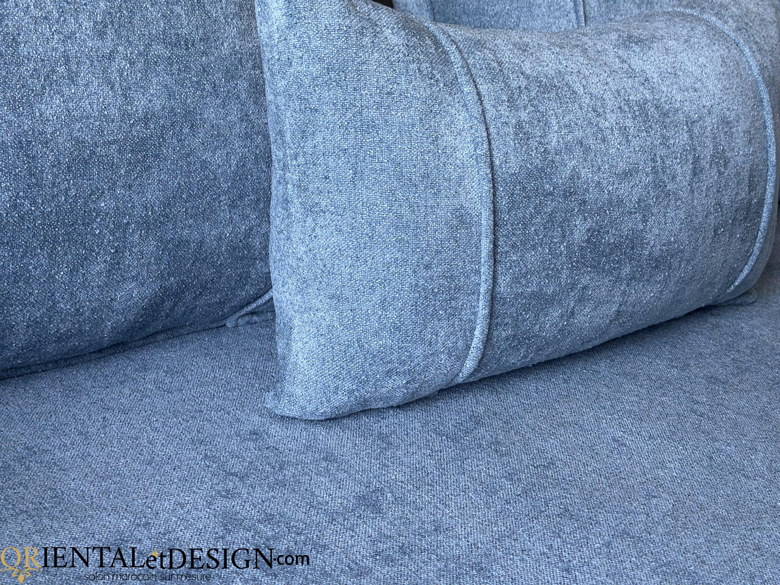 salon marocain Tissu Bocklet Léger gris bleu- 2026 – Image 10