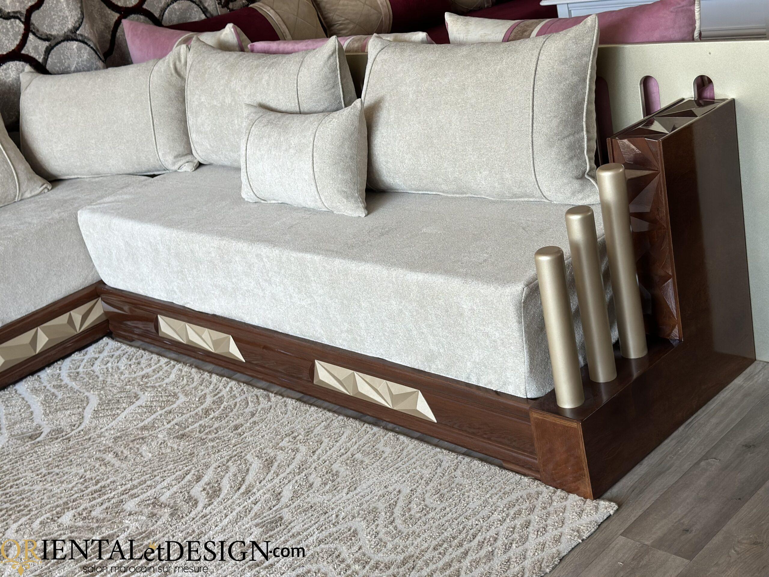 salon marocain Tissu Bocklet Léger beige- 2026