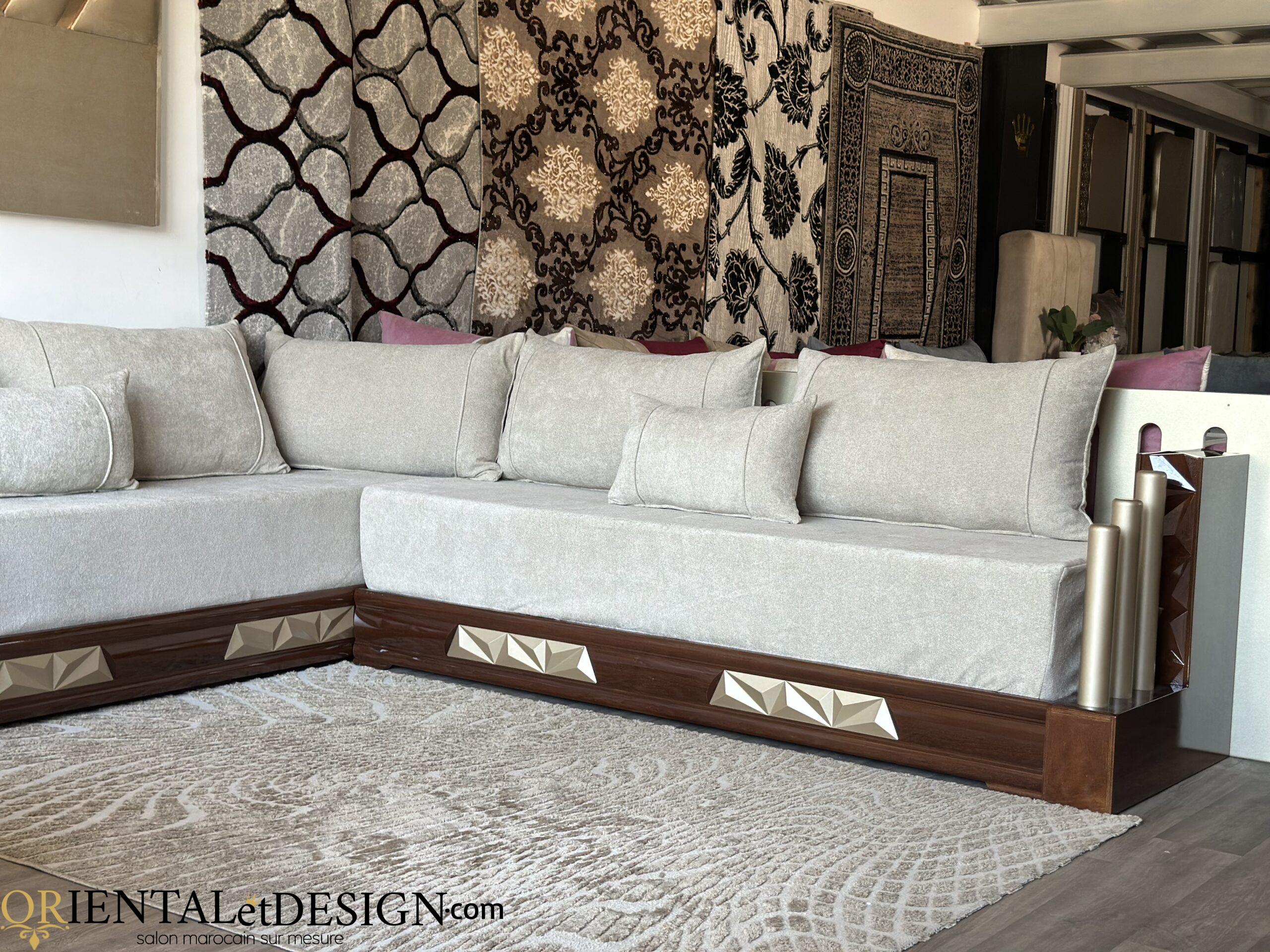 salon marocain Tissu Bocklet Léger beige- 2026 – Image 2