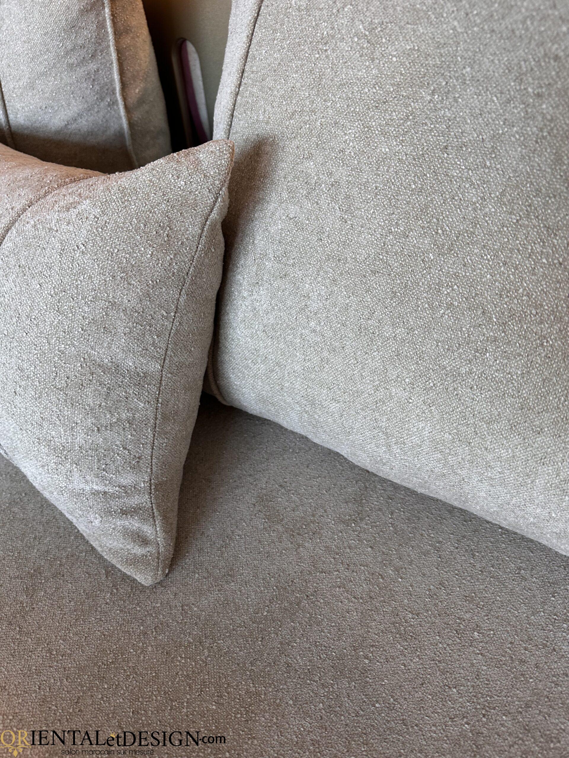 salon marocain Tissu Bocklet Léger beige- 2026 – Image 6