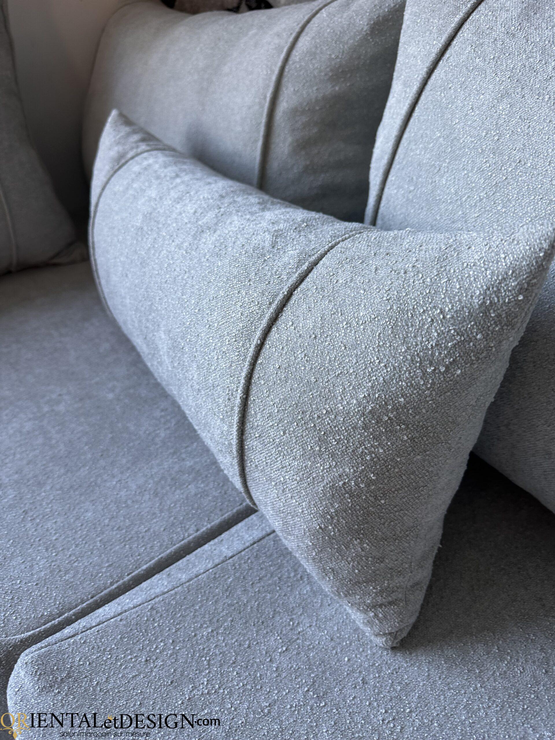 salon marocain Tissu Bocklet Léger gris clair - 2026 – Image 3