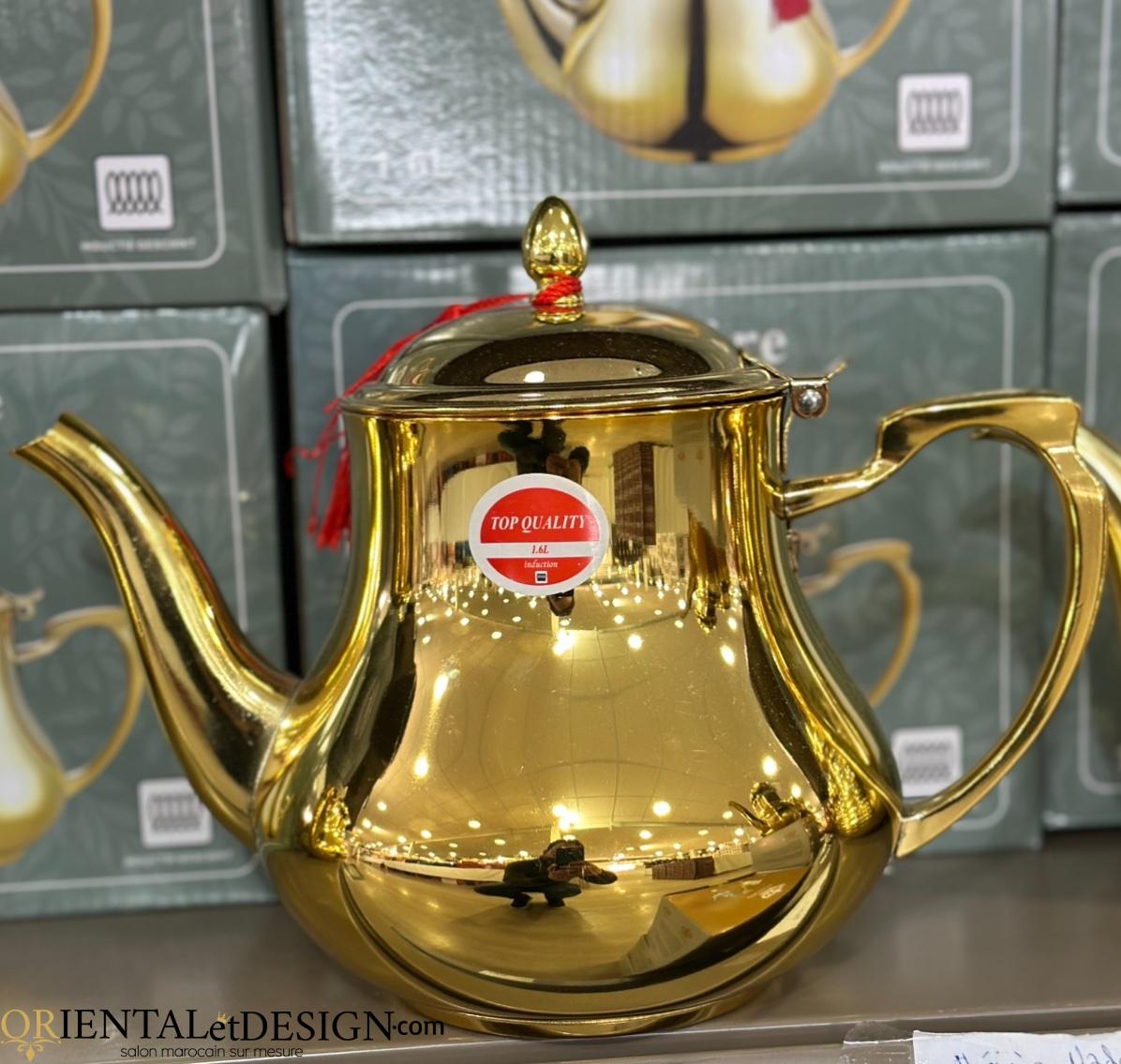 Théière marocaine dorée en inox – élégance orientale et qualité supérieure (1,6 L)